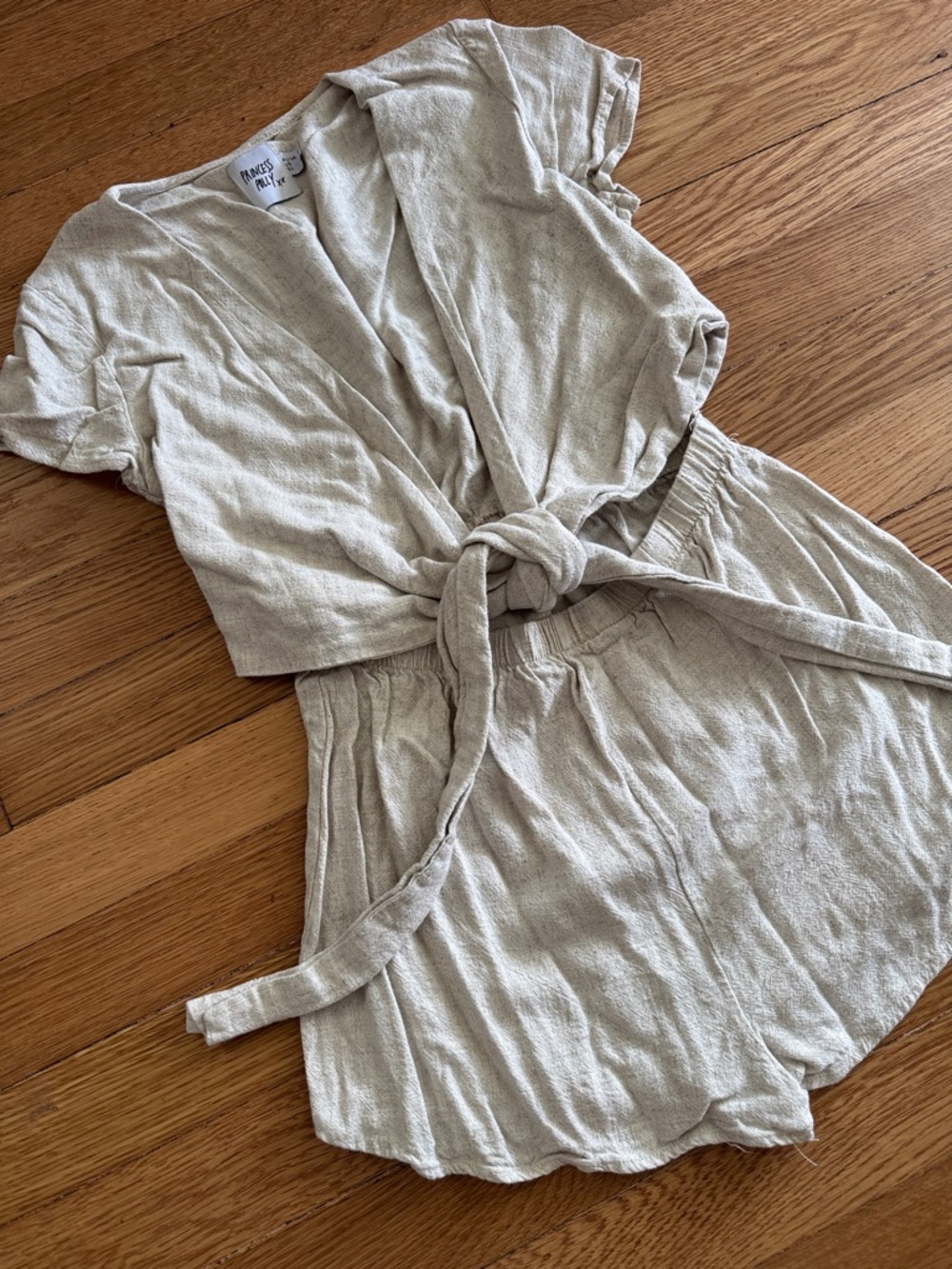 Princess Polly Cream Tie-Front Short Romper